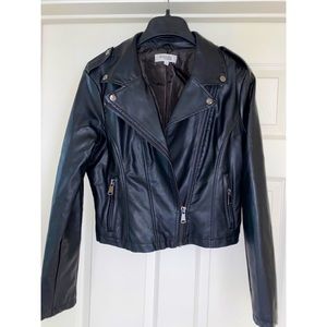 Black Moto Faux Leather Jacket
